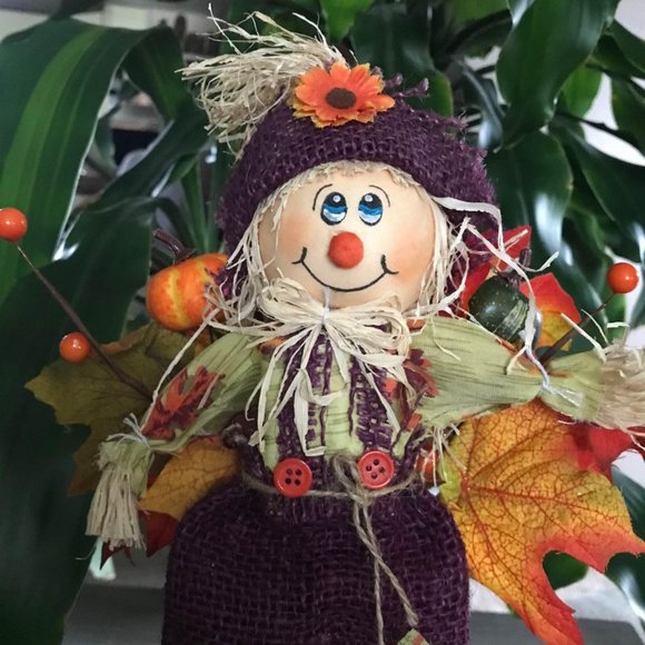 New 13" Handmade Fall Scarecrow Arrangement (Version 3) - Picture 2 of 6